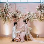 ชุดไทยแต่งงานสีทองชมพู ส่วนผสมความหวานและความหรูหราลงตัว